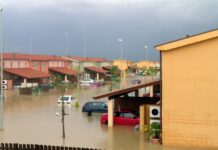 Alluvione in paesaggio urbano